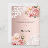 Brautparty Rose Gold Blumenstrauß Dankeschön Karte (Rückseite)