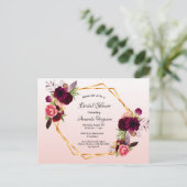 Brautparty Rose gold burgundy Einladung Postkarte (Stehend Vorderseite)