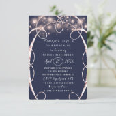 Brautparty Rose Gold Confetti Blue Navy Einladung (Stehend Vorderseite)