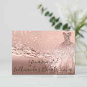 Brautparty Rose Gold Dress Glitzer Ocean Einladung (Stehend Vorderseite)
