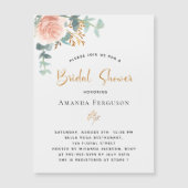 Brautparty Rose Gold Eukalyptus Grüne Luxus Magneteinladung (Vorderseite)