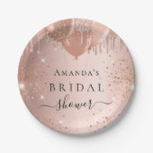 Brautparty Rose Gold Glitzer Ballons Glasur Pappteller (Vorderseite)