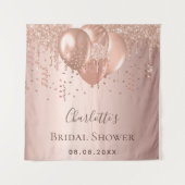 Brautparty Rose Gold Glitzer Ballons Wandteppich (Vorderseite)