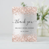 Brautparty Rose Gold Glitzer Dankeskarte (Stehend Vorderseite)