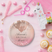Brautparty Rose Gold Glitzer Name Pappteller (Party)