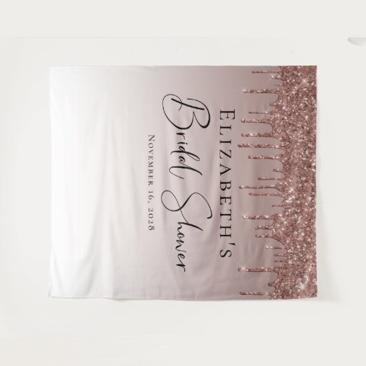 Brautparty Rose Gold Glitzer Personalisiert Wandteppich (Vorderseite (Horizontal))