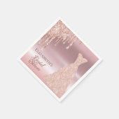 Brautparty Rose Gold Glitzer Rose Bekleidung Name Serviette (Ecke)