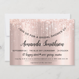 Brautparty Rose Gold Glitzer Tropfen Sweet 16. Save The Date