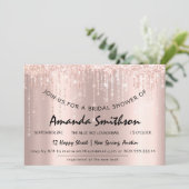 Brautparty Rose Gold Glitzer Tropfen Sweet 16. Save The Date (Stehend Vorderseite)