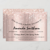 Brautparty Rose Gold Glitzer Tropfen Sweet 16. Save The Date (Vorne/Hinten)