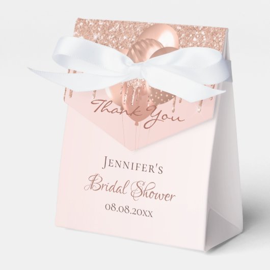 Brautparty Rose Gold Glitzer Tropfen vielen Dank Geschenkschachtel (Vorderseite)