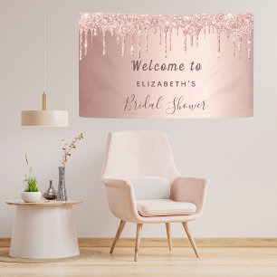 Brautparty Rose Gold Glitzer Tropfen willkommen Banner