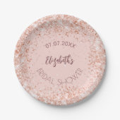 Brautparty Rose Gold Konfetti Name Pappteller (Vorderseite)