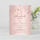 Brautparty Rose Gold Kupfertropfsterne Einladung (Stehend Vorderseite)