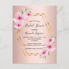Brautparty Rose Gold Rosa Blume Einladung Postkarte