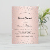 Brautparty Rose Gold rosa Diamanten glamourös Einladung (Stehend Vorderseite)