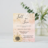 Brautparty Rose Gold rustikale Sonnenblumenfall Einladungspostkarte (Stehend Vorderseite)