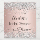 Brautparty Rose gold silber mrr Weinetikett (Einzelnes Label)