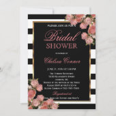 Brautparty - Rose Gold Wedding Black & White Einladung (Vorderseite)