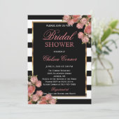 Brautparty - Rose Gold Wedding Black & White Einladung (Stehend Vorderseite)