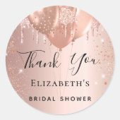 Brautparty Rose Goldballons Danke Runder Aufkleber (Vorderseite)