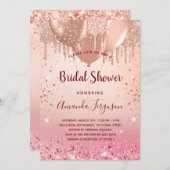 Brautparty Rose Goldbarren Einladung (Vorne/Hinten)