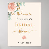 Brautparty Rose Goldbarsch Beige Begrüßungszeichen Poster (Vorne)