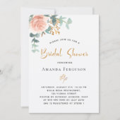 Brautparty Rose Goldblättriger Eukalyptus Einladung (Vorderseite)