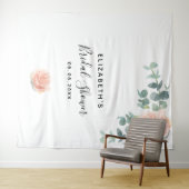 Brautparty Rose Goldblättriger Eukalyptus Weiß Wandteppich (Beispiel (Horizontal))