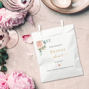 Brautparty Rose Goldblume Eukalyptus elegant Geschenktütchen