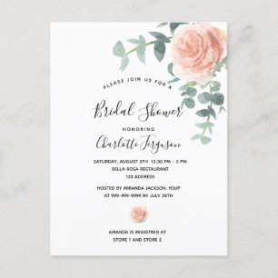 Brautparty Rose Goldblütengrün elegant Postkarte