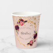 Brautparty Rose Goldbordeauxrot Pappbecher (Vorderseite)