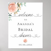 Brautparty Rose Goldene Blumenschrift Begrüßungsze Poster (Vorne)