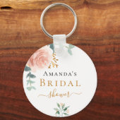 Brautparty Rose Goldflorale Eukalyptusfavorit Schlüsselanhänger (Vorderseite)