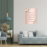 Brautparty Rose Goldflorale Eukalyptusgrün Poster<br><div class="desc">Für ein Brautparty. Eine Rose Gold Imitate metallisch aussehend Hintergrund. Dekoriert mit einer Rose Gold und rot rosa Blüte,  Blume (Rose) und grüne Aquarell Eukalyptus Blätter,  Sprigs,  Grün und ein Imitat Gold Sprig. Personalisieren und fügen Sie den Namen der Braut und ein Datum.</div>