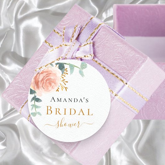 Brautparty Rose Goldflorale Eukalyptusgrün Runder Aufkleber