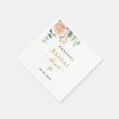 Brautparty Rose Goldflorale Eukalyptusgrün Serviette (Ecke)