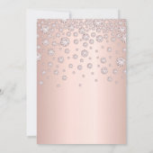 Brautparty Rose Goldfloralen Diamanten Einladung (Rückseite)