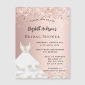 Brautparty Rose Goldkleid Luxus Magneteinladung (Vorderseite)