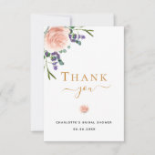 Brautparty Rose Goldlavene Dankeskarte (Vorderseite)