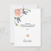 Brautparty Rose Goldlavene Dankeskarte (Rückseite)