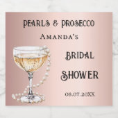 Brautparty Rose Goldperlen Schaumweinetikett (Einzelnes Label)