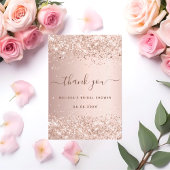 Brautparty Rose Goldrot Glitzern Dankeskarte