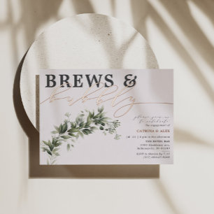 Brautparty Rose mit grüner Flora und Getränken Folieneinladung