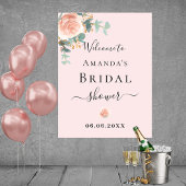 Brautparty Rose Rosa Blumengrün Empfang Poster