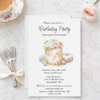 Brautparty-Rosé und Goldkuchen  Einladung