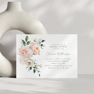 Brautparty-Rosé Wasserfarbe Pfingstrose Floral Einladung