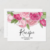 Brautparty Roses Rezept Karte für Wasserfarben Ros (Vorne/Hinten)