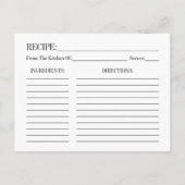 Brautparty Roses Rezept Karte für Wasserfarben Ros (Rückseite)