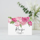 Brautparty Roses Rezept Karte für Wasserfarben Ros (Stehend Vorderseite)
